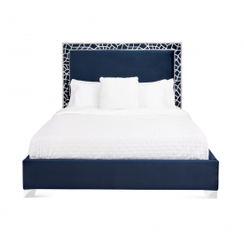 Wellington Blue Velvet Bed